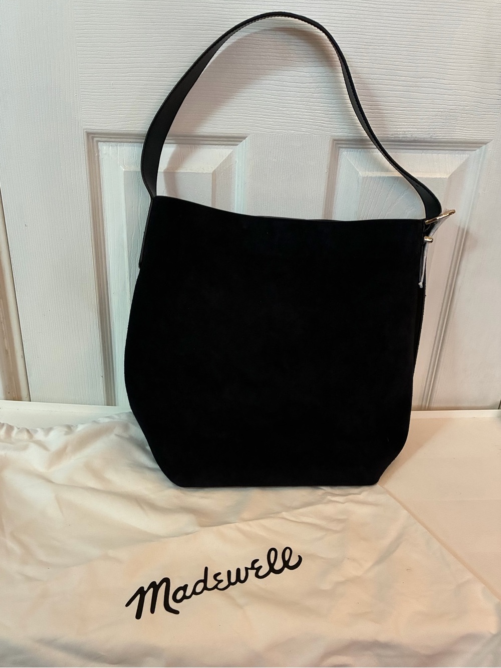 NWT Madewell The Essential Suede Bucket Tote Bag Deep Indigo Navy Dust Bag NM988